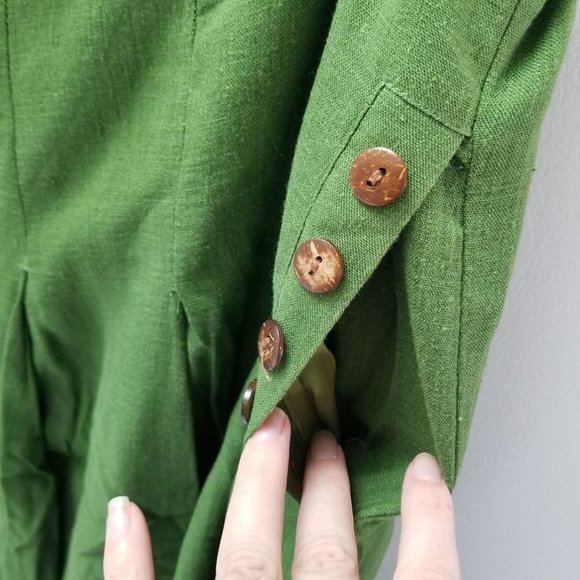 Modcloth Olive Green  Pleated Midi Skirt Linen Rayon 20 - Picture 8 of 11